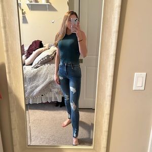 Ripped High Rise Skinny Jeans